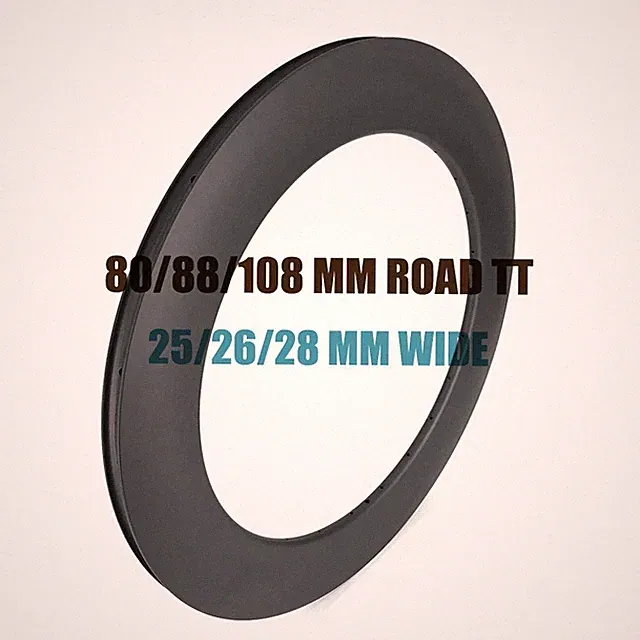 1 Pcs Road Triathlon TT Bike Carbon Rim 25/26/28mm Wide 80/88/108mm Depth 700C