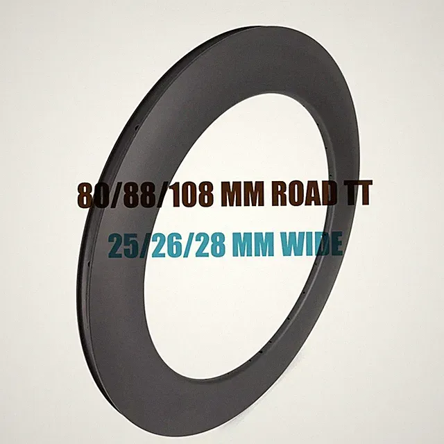 1Pcs Triathlon TT Bike Carbon Rim 25/26/28mm Wide 700C Clincher Tubular Tubuless