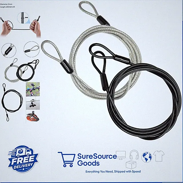 2 Pack 3.3ft Security Cable Lock Lightweight Braided Steel for Luggage & Bikes
