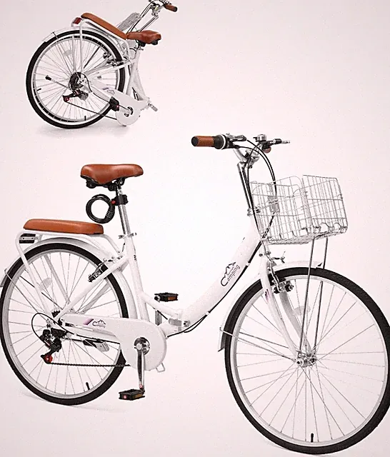 26 Inch Foldable Bike Folding Bicycle, 7 Speed Beach Cruiser Bike