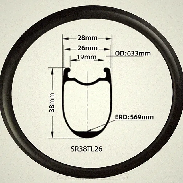 700C Carbon Fiber Road Bike Rim 38*26mm V Brake Hookless UD Matte Finish Ring
