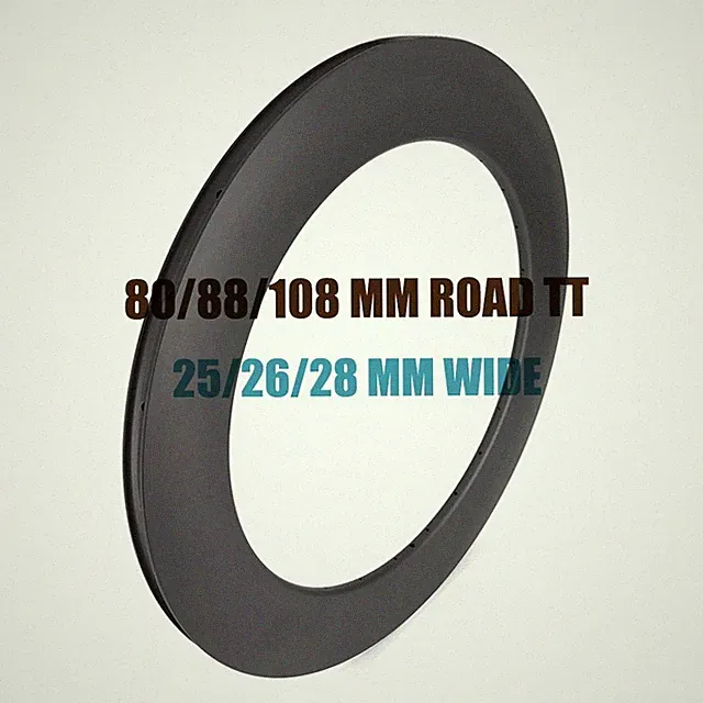 700C Road Triathlon Track Bike Carbon Rim 25/26/28mm Wide Tubular Clincher Ring