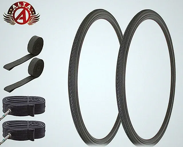ALTA BICYCLE 700 x 32c LIGHTWEIGHT BLACK TIREs EASY RIDER 60mm TUBES (6pc Set).