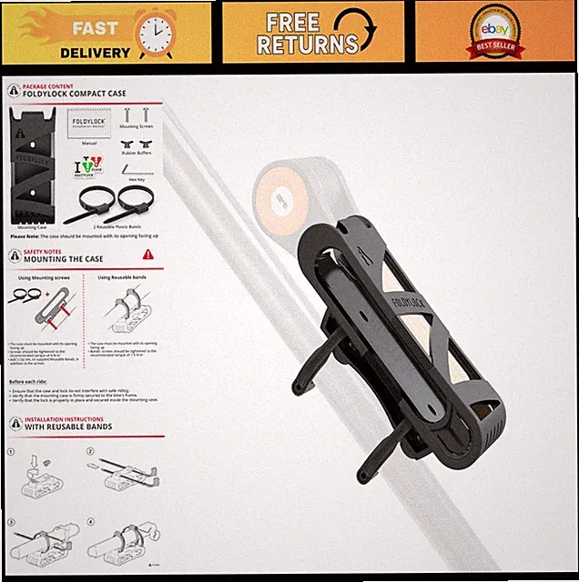 Compact Bike Lock Carrying Case - Ultra Lightweight Mounting Bracket for FoldyLo