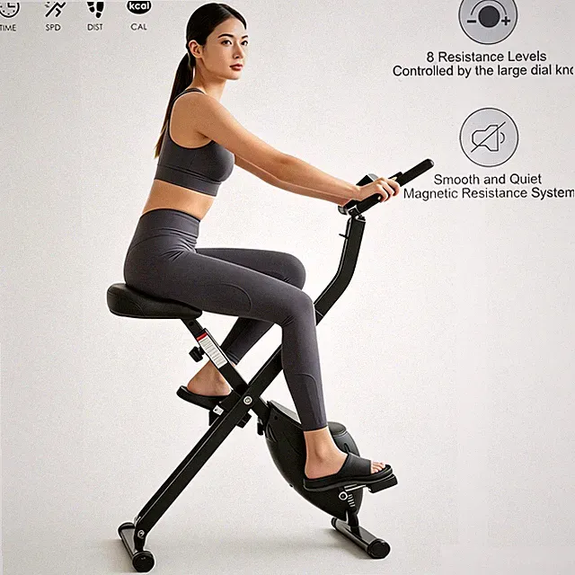 Evoland Folding Exercise Bike – Magnetic X-Bike, 8-Level Resist, Cardio Workout