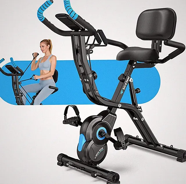 Foldable Exercise Bike, Multifunctional Indoor Stationary Bikes for Home with 8