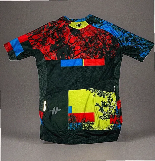 HyperThreads Cycling Bicycle Jersey Men Size L Tree Silhouette Full Zip/Pockets