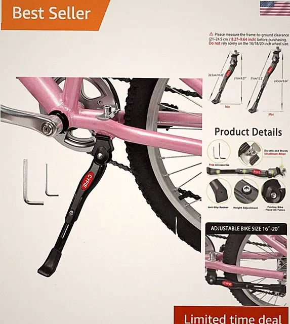 Lightweight Aluminum Bike Kickstand for 16-20 Inch Wheels – Adjustable & Strong