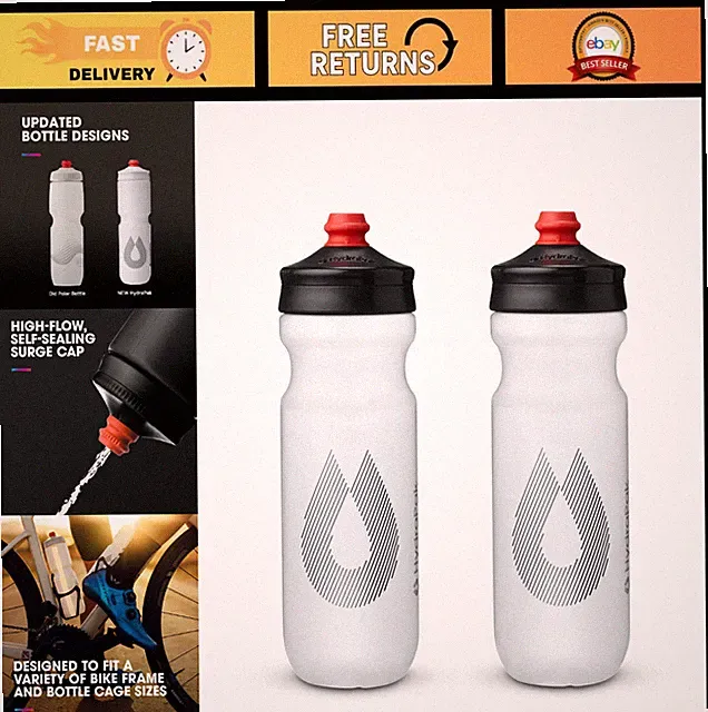 Lightweight Bike Water Bottle 2-Pack - High Flow Squeeze Bottles for Cycling, Sp