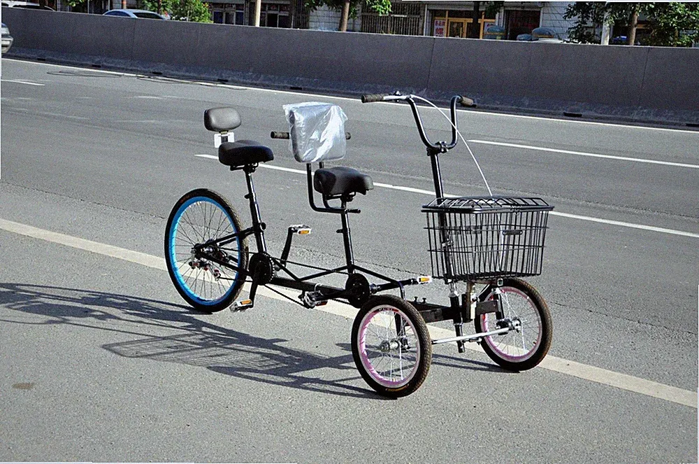 Lightweight Portable Folding 2 Person Tandem Pedal Bicycle