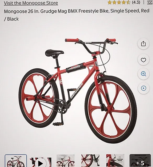 Mongoose 26 In. Grudge Mag BMX Freestyle Bike Single Speed Red