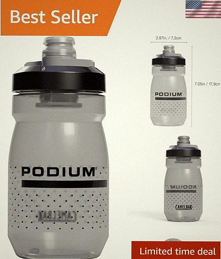 Podium Bike Water Bottle 15oz – Lightweight Squeeze Bottle with High Flow Cap...