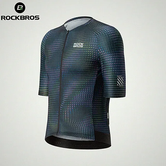 ROCKBROS Cycling Jersey Men's Short Sleeve Cycle Top Bike Shirt Iridescent Dot