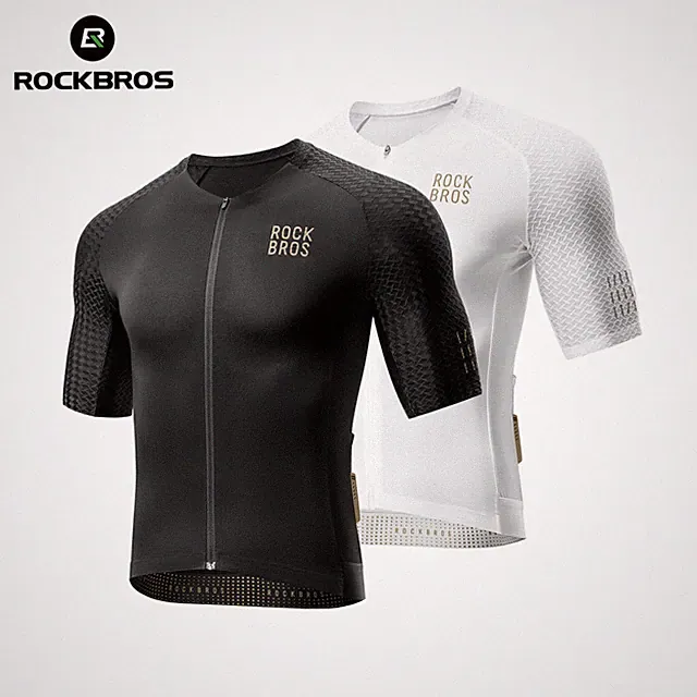 ROCKBROS Men's Cycling Jersey Short Sleeves Road Bike Shirt Breathable Quick Dry