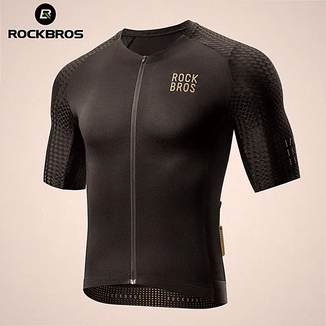 ROCKBROS Men's Cycling Jersey Short Sleeves w/3Pockets Quick Dry Road Bike Shirt