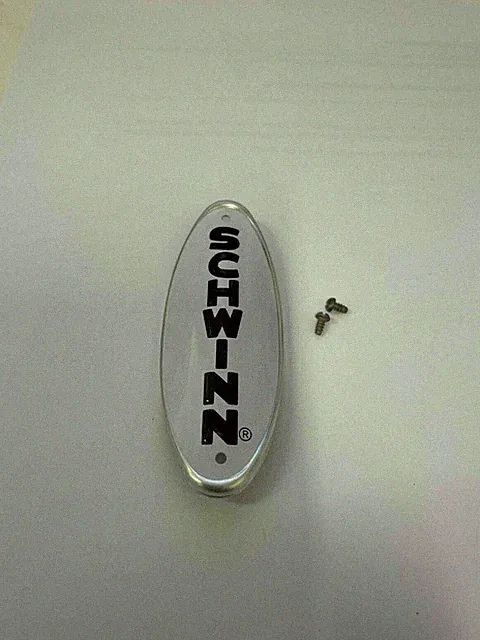 Schwinn White Bicycle Badge & NOS Screws Krate Cruiser Lightweight Pre 1966