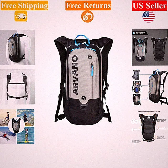 Small Unisex Grey Mountain Bike Backpack 6L Lightweight for Cycling, Hiking