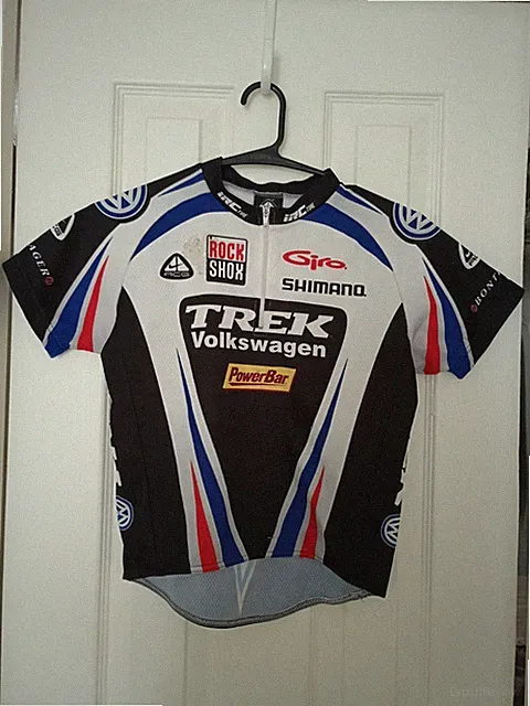 Trek Volkswagen Cycling Jersey Womens M Blue White Short Sleeve 1/4 Zip Biking