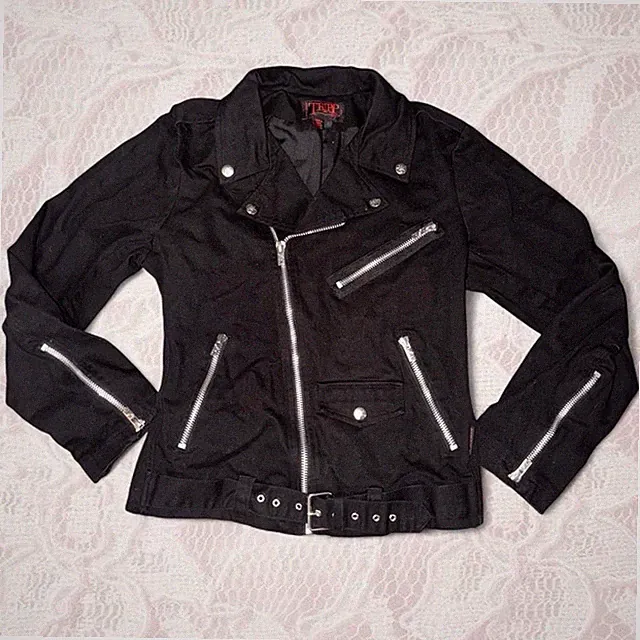 Tripp NYC Mall Goth Moto Biker Jacket Size Large Mallgoth Grunge Alternative